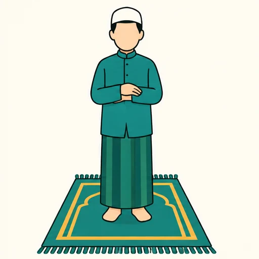Laki-laki sedang salat di atas sajadah