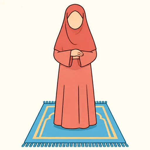 Wanita berjilbab sedang salat di atas sajadah